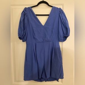 Idem ditto size L royal blue open/tie-back puff sleeve romper